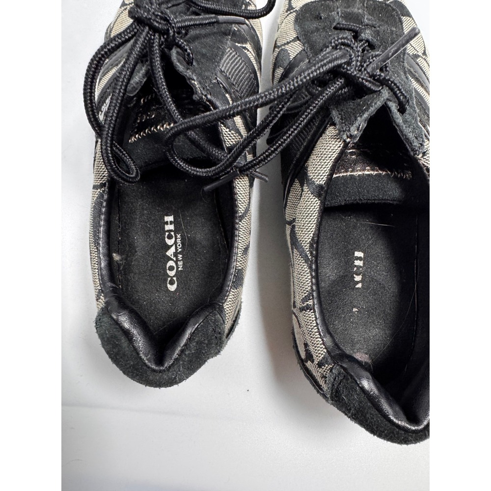 Coach Remonna Women's Black Signature Jacquard Suede Sneakers A5021 Size 6.5B - Picture 5 of 8
